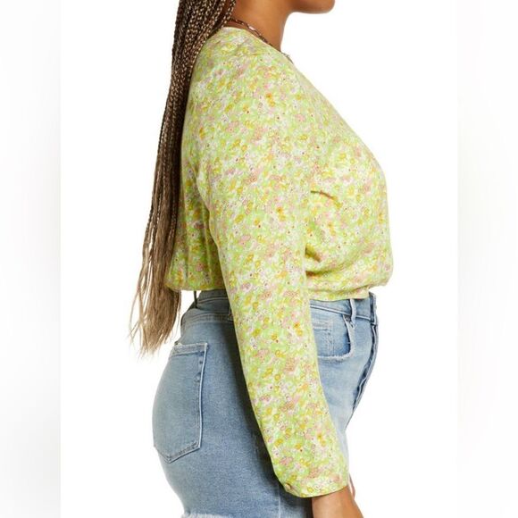 NEW BP Nordstrom Surplic V-neck Crop Top - Green Hannah Kate 1X - Picture 3 of 7